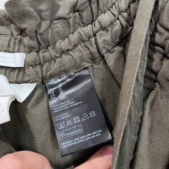 H&M Linen Blend Olive Green Elastic Waist Tapered Ankle Pants Size XL - Picture 8 of 8